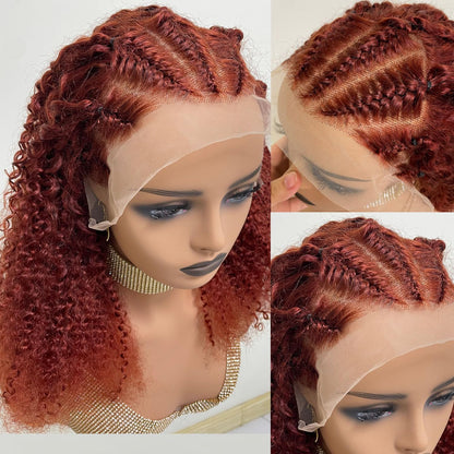 MEGOOD 200% Density Reddish Brown Deep Wave Lace Front Wigs Human Hair 13x4 HD Transparent Curly Human Hair Wig Pre Plucked 13X4 Ginger Wig Human Hair Glueless Colored Wigs With Baby Hair 18inch