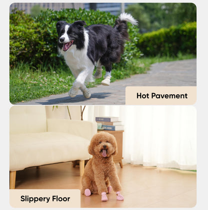 Dog Shoes: Non-Slip Waterproof Sandals for Hot Pavement, Breathable Perforated Boots, Large/Medium/Small Sizes, Ideal Paw Protector, Outdoor Clog Booties (Green Marble, Size 1)