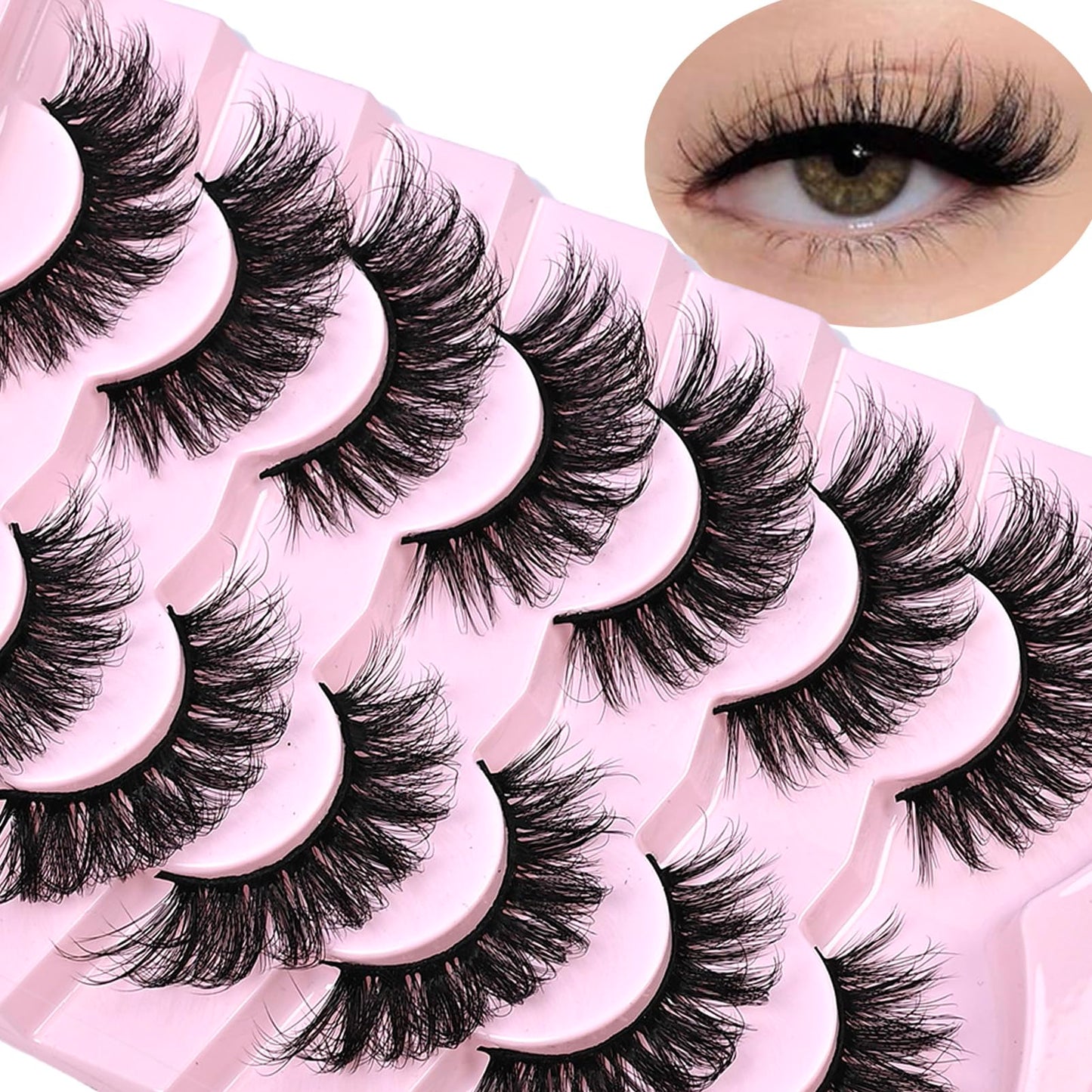 Mink Lashes Fluffy Big Dramatic Thick False Eyelashes, Soft 20mm Volume 3D Faux Mink, 20 Pairs Eyelashes Pack, 25mm Full Strip Lashes That Look Like Extensions