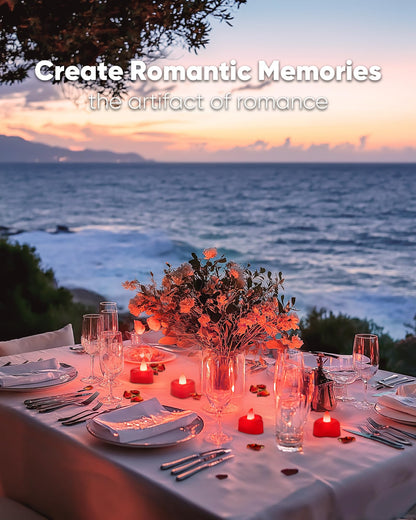 Amagic 1000 Pieces Artificial Rose Petals with 12 Heart LED Tea Lights Candles Kit, Rose Petals and Candles Set for Proposal, Anniversary, Valentine's Day, Special Romantic Night, Wedding Table Decor