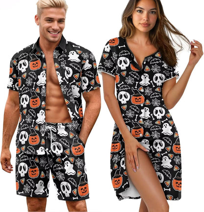 His and Her Pajamas for Couples Set Plus Size Button Down Pjs Nightgown Sleepwear Lounge Sets