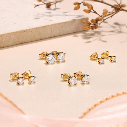 MILACOLATO Cubic Zirconia Stud Earrings for Women Men | 18K Gold Plated Hypoallergenic Sterling Silver Post Earrings | Big Brilliant Simulated Diamond CZ Halo Stud Earrings for Sensitive Ears