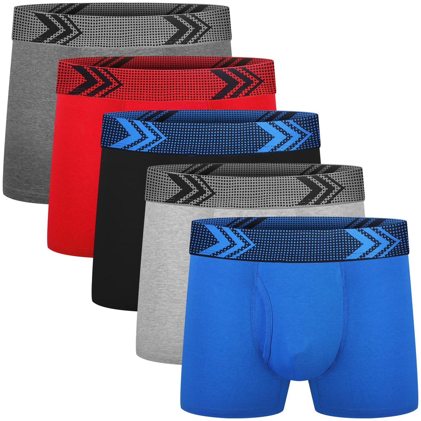 Boys Boxer Briefs,Cotton Toddler Underwear Breathable Mesh Performance Sport Big Boy Boxer Briefs with Fly 5 Pack