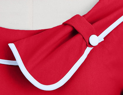 MUXXN Women's Retro 60s Sailor Collar Short Sleeve Pinup Cocktail Work Mermaid Dress with Belt