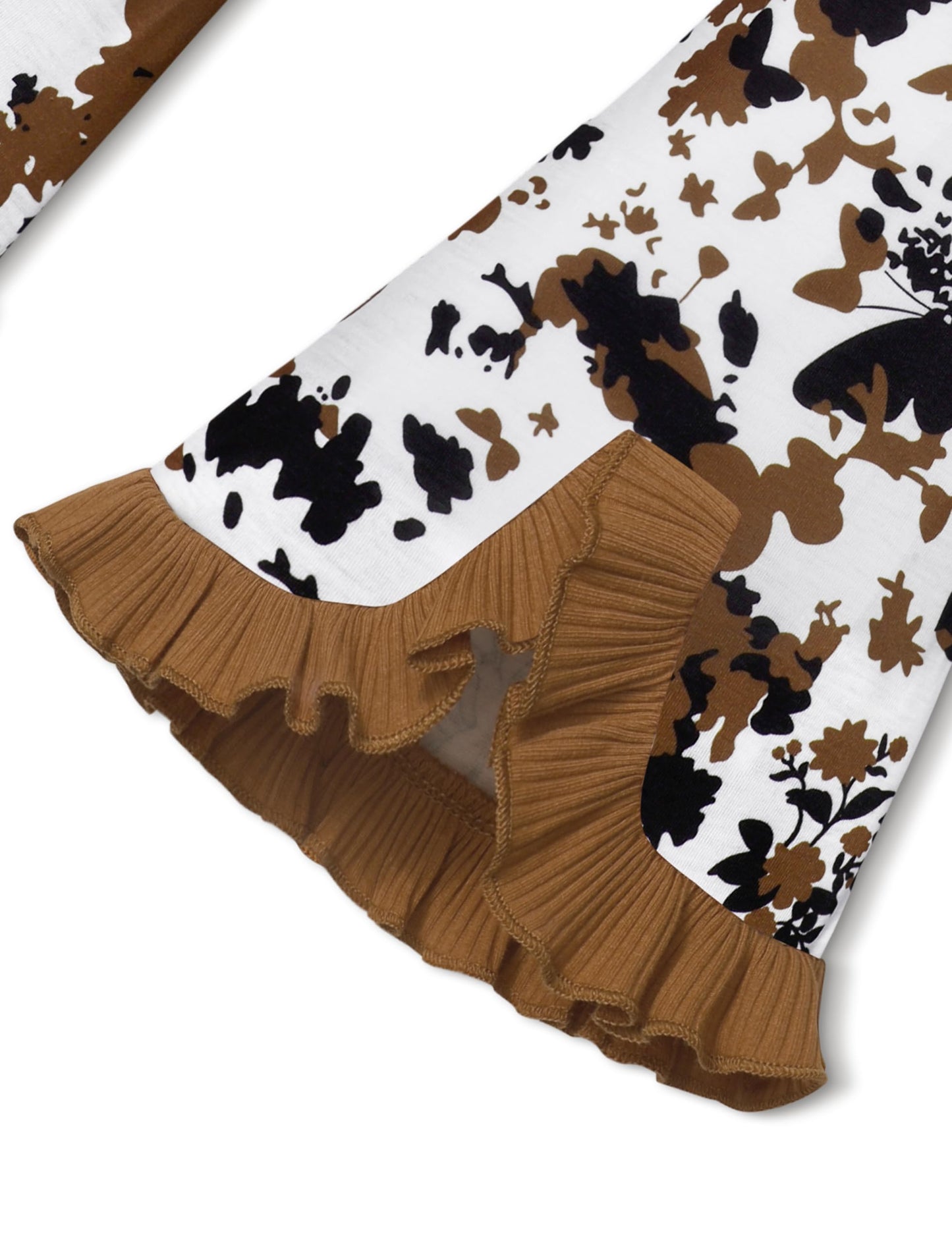 Toddler Girl Clothes Camo Girls Outfits Ruffle Sleeve Tops + Bell Bottom Flared Pants 2 Piece Winter Sweatsuit 2-10T