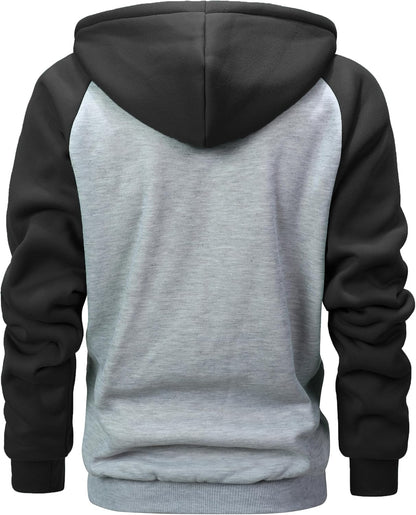 GXAMOY Men's Winter Fleece Hoodies for Men Heavyweight Warm Thick Full Zip Up Sweatshirt Outerwear