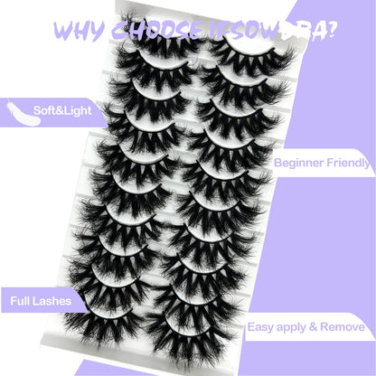 Mink Lashes Fluffy Big Dramatic Thick False Eyelashes, Soft 20mm Volume 3D Faux Mink, 20 Pairs Eyelashes Pack, 25mm Full Strip Lashes That Look Like Extensions