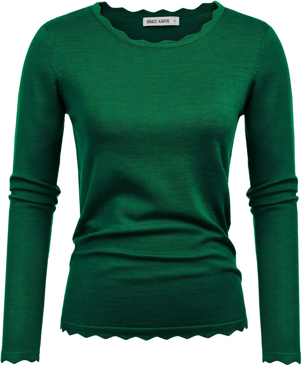GRACE KARIN Women's High Stretchy Long Sleeve Pullover Sweater Blouse Top