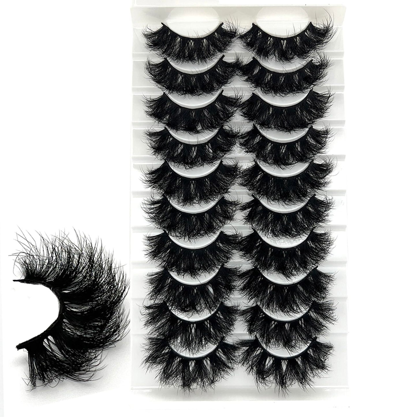 Mink Lashes Fluffy Big Dramatic Thick False Eyelashes, Soft 20mm Volume 3D Faux Mink, 20 Pairs Eyelashes Pack, 25mm Full Strip Lashes That Look Like Extensions