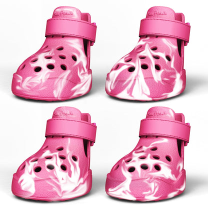 Dog Shoes: Non-Slip Waterproof Sandals for Hot Pavement, Breathable Perforated Boots, Large/Medium/Small Sizes, Ideal Paw Protector, Outdoor Clog Booties (Green Marble, Size 1)