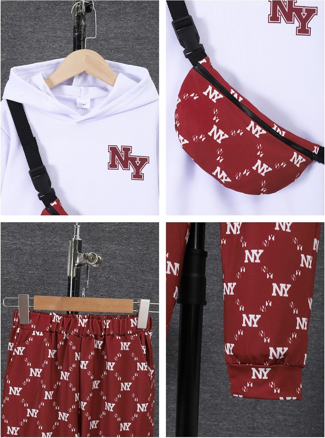 PureChapter Boys' Fashion 3Pcs Pullover Hoodies Sweatshirt Suit Crossbody Bag Stylish Clothes Kids Clothes