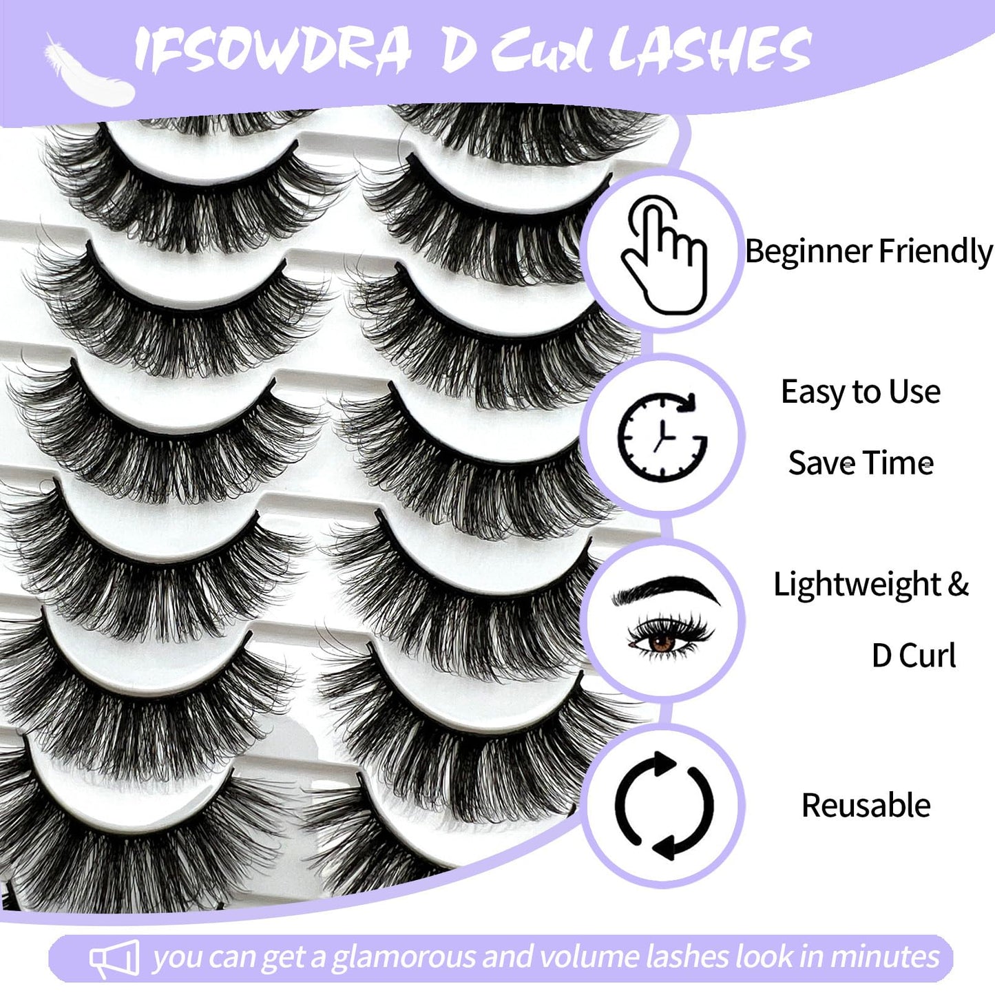 Mink Lashes Fluffy Big Dramatic Thick False Eyelashes, Soft 20mm Volume 3D Faux Mink, 20 Pairs Eyelashes Pack, 25mm Full Strip Lashes That Look Like Extensions