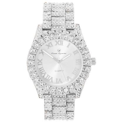 Charles Raymond Women's Big Rocks Bezel Colored Dial with Roman Numerals Fully Iced Out Watch - ST10327LA