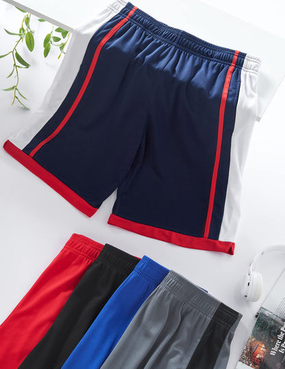 Liberty Imports 5 Pack Big Boys Youth Athletic Mesh Basketball Shorts with Pockets Quick Dry Activewear