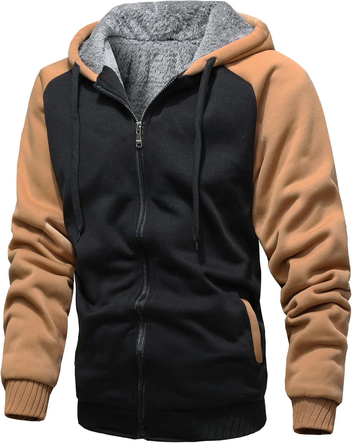 GXAMOY Men's Winter Fleece Hoodies for Men Heavyweight Warm Thick Full Zip Up Sweatshirt Outerwear