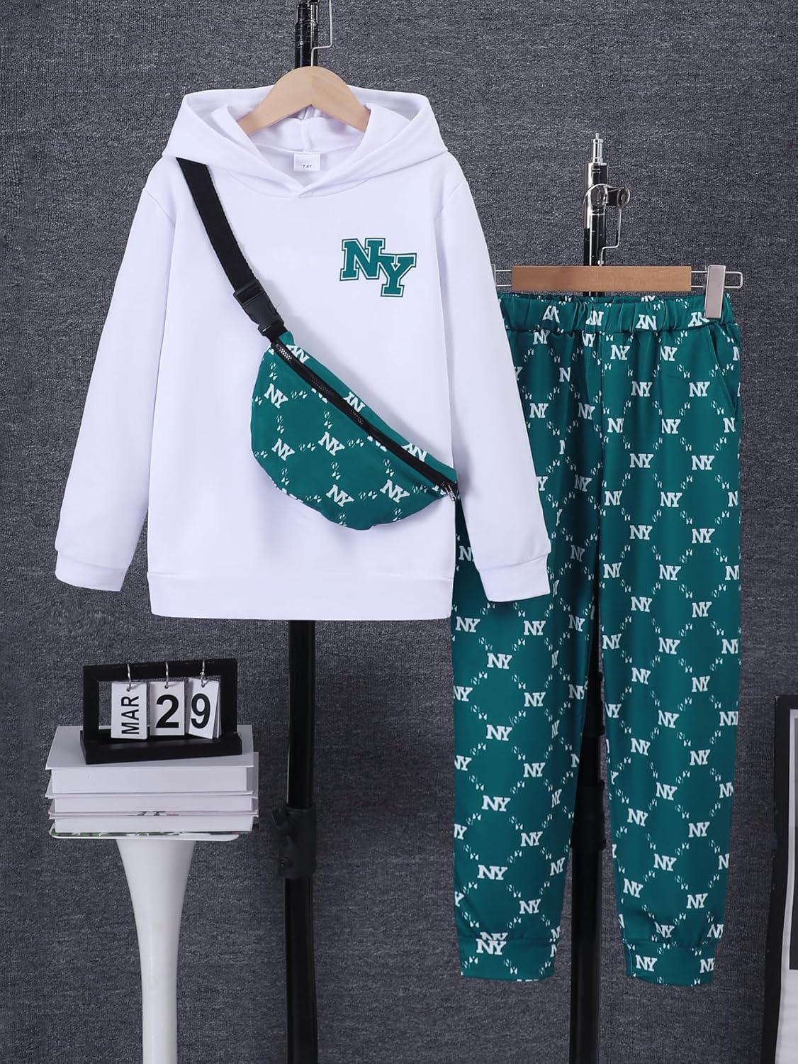 PureChapter Boys' Fashion 3Pcs Pullover Hoodies Sweatshirt Suit Crossbody Bag Stylish Clothes Kids Clothes