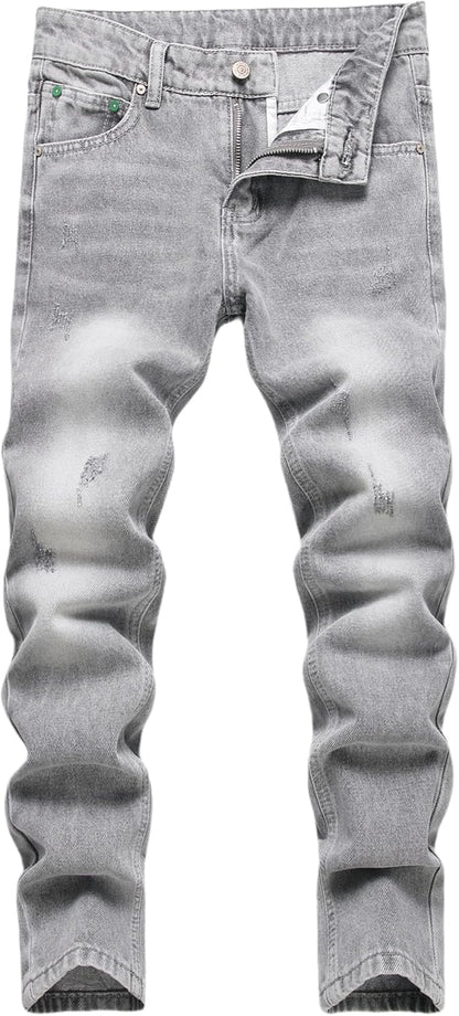 Boy's Ripped Jeans Stacked Skinny Fit Destroyed Distressed Fashion Comfy Denim Jeans Pants