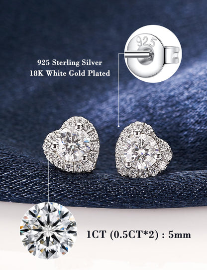 IMOLOVE Moissanite Stud Earrings for Women in Sterling Silver Hypoallergenic 1-3CT D Color Round Cut Moissante Earrings