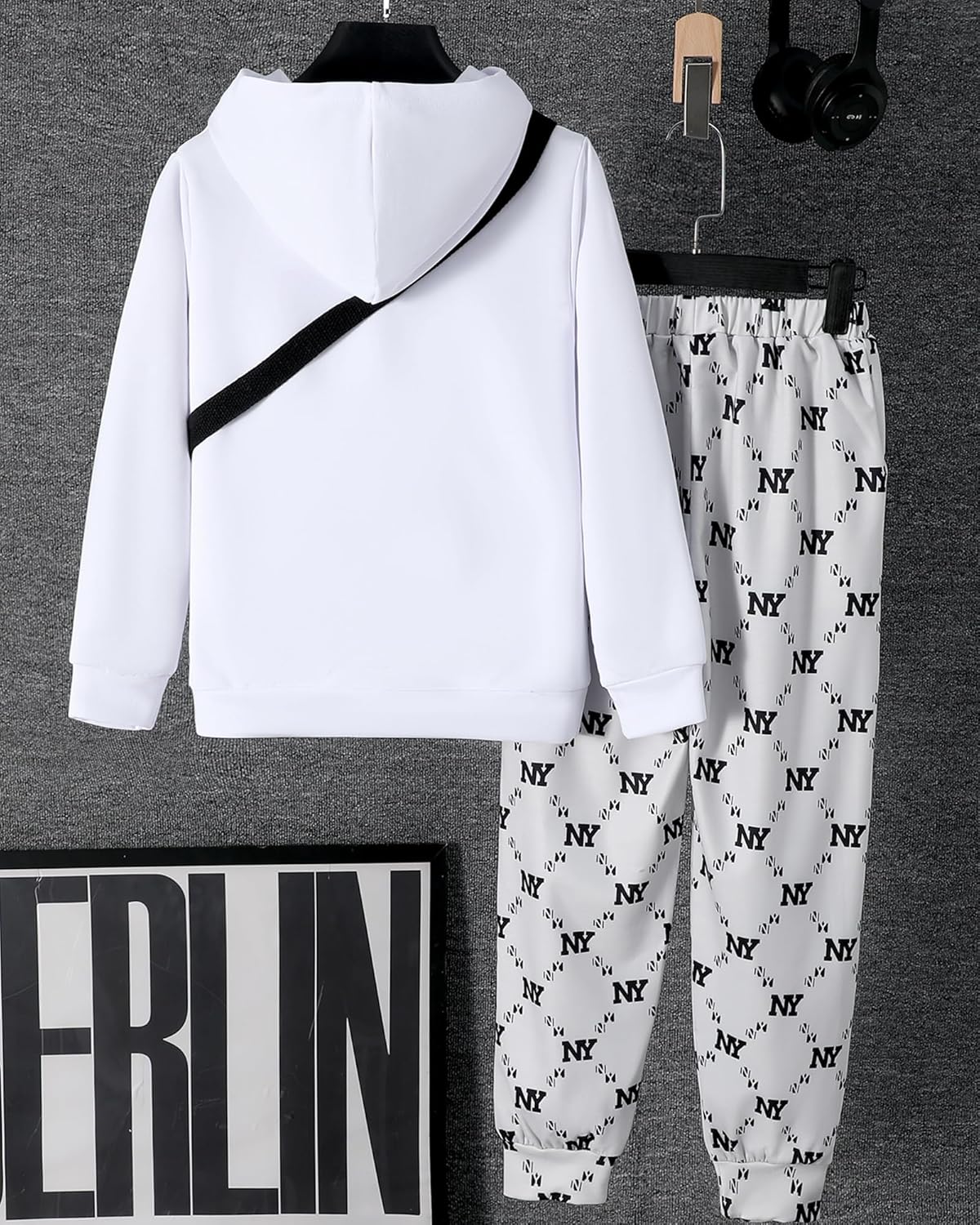 PureChapter Boys' Fashion 3Pcs Pullover Hoodies Sweatshirt Suit Crossbody Bag Stylish Clothes Kids Clothes