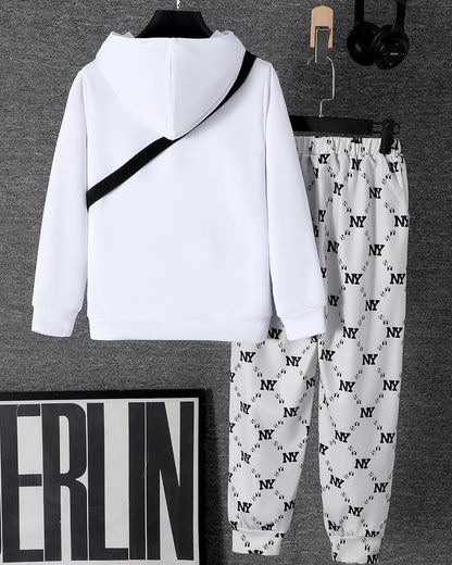 PureChapter Boys' Fashion 3Pcs Pullover Hoodies Sweatshirt Suit Crossbody Bag Stylish Clothes Kids Clothes