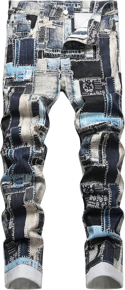 Men's Casual Stylish Straight Slim Fit Jeans Young Hiphop Skinny Denim Pants
