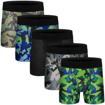 Boys Boxer Briefs,Cotton Toddler Underwear Breathable Mesh Performance Sport Big Boy Boxer Briefs with Fly 5 Pack