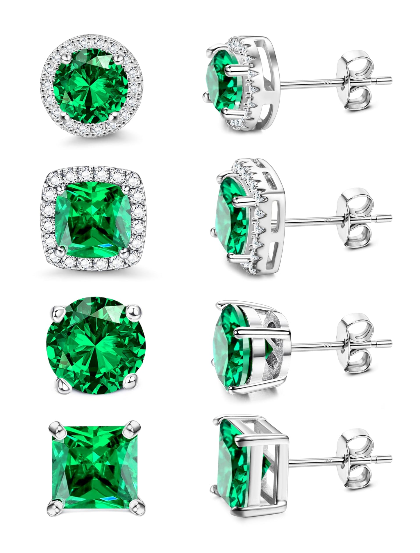 MILACOLATO Cubic Zirconia Stud Earrings for Women Men | 18K Gold Plated Hypoallergenic Sterling Silver Post Earrings | Big Brilliant Simulated Diamond CZ Halo Stud Earrings for Sensitive Ears