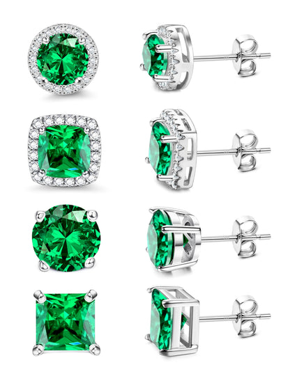 MILACOLATO Cubic Zirconia Stud Earrings for Women Men | 18K Gold Plated Hypoallergenic Sterling Silver Post Earrings | Big Brilliant Simulated Diamond CZ Halo Stud Earrings for Sensitive Ears