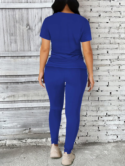 Nimsruc Women 2 Piece Outfits Summer Lounge Set Matching Jogger Sets Short Sleeve Tracksuit Loungewear Sweatsuits