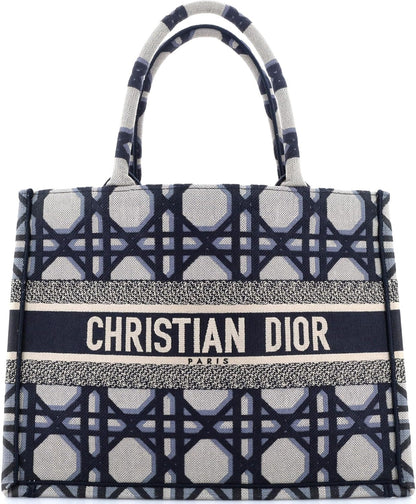 Christian Dior, Pre-Loved Book Tote Macrocannage Canvas Medium, Blue
