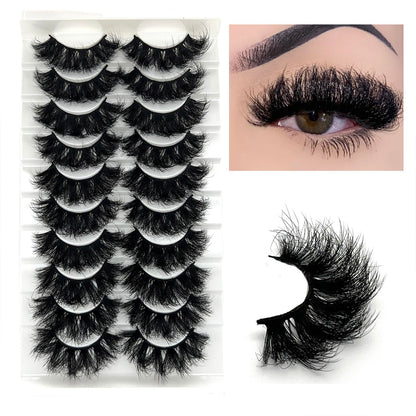 Mink Lashes Fluffy Big Dramatic Thick False Eyelashes, Soft 20mm Volume 3D Faux Mink, 20 Pairs Eyelashes Pack, 25mm Full Strip Lashes That Look Like Extensions
