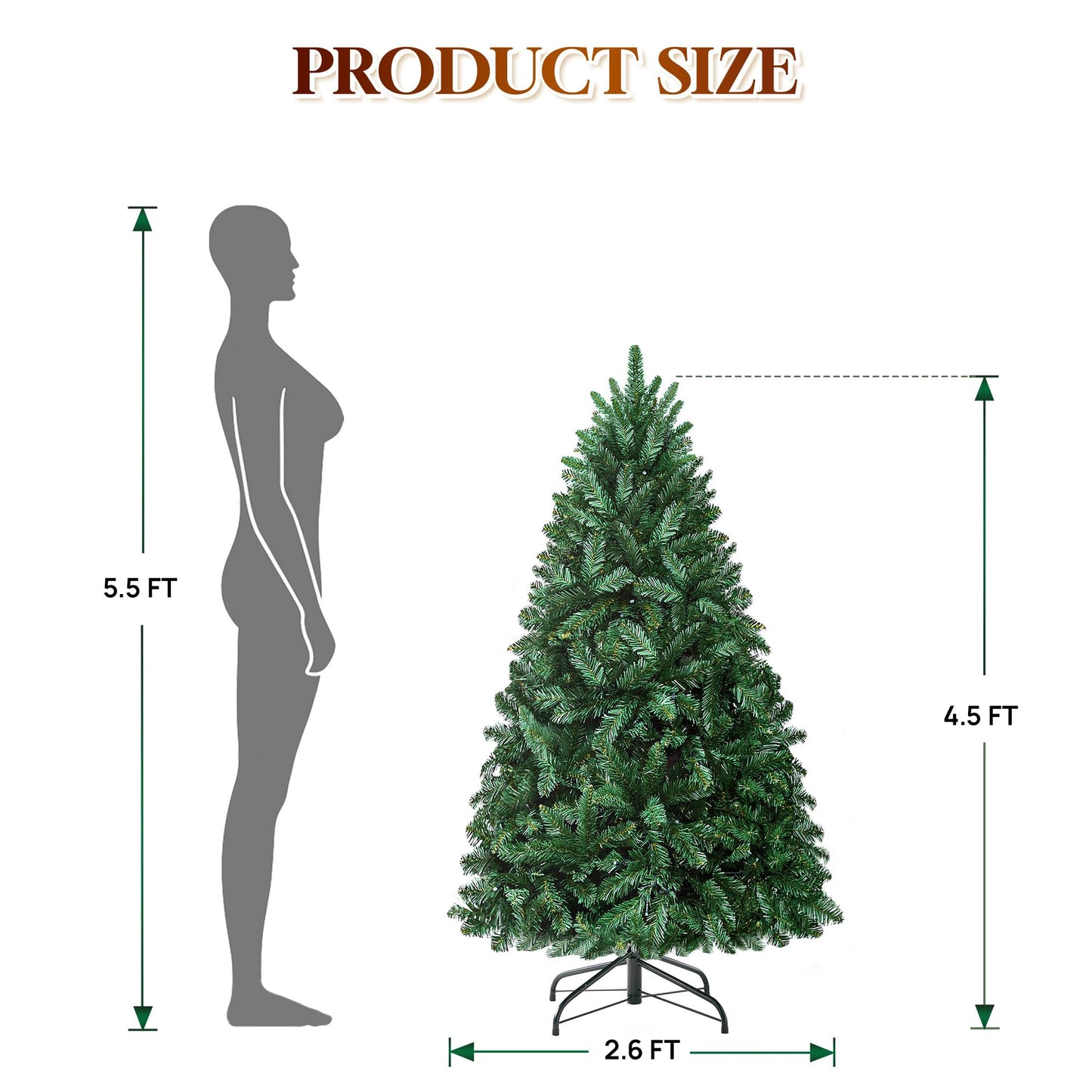 HOLLO STAR 6 ft Prelit Christmas Tree with 270 LED Lights, App Control, Artificial Christmas Tree with Multi-Color RGBW Lights, 1072 Branch Tips, Metal Base, Easy to Assemble, for Home, Party