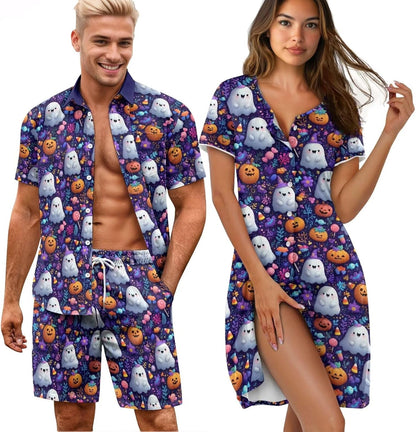 His and Her Pajamas for Couples Set Plus Size Button Down Pjs Nightgown Sleepwear Lounge Sets