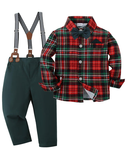 DISAUR Baby Boy Clothes Suits Toddler Dress Shirt With Bowtie Suspender Pants Outfit Sets Gentleman Wedding 1-6 Years