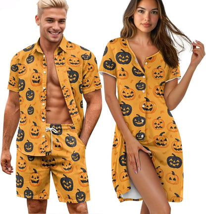 His and Her Pajamas for Couples Set Plus Size Button Down Pjs Nightgown Sleepwear Lounge Sets