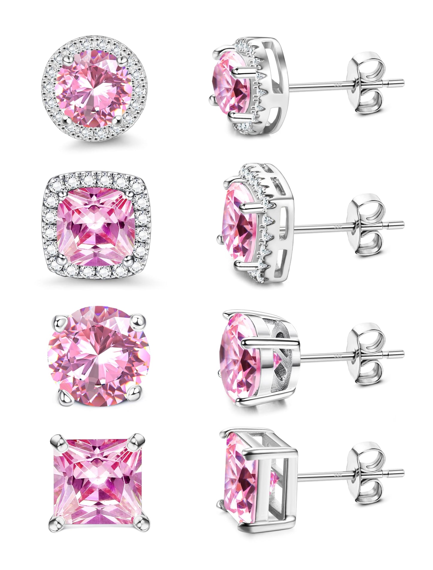 MILACOLATO Cubic Zirconia Stud Earrings for Women Men | 18K Gold Plated Hypoallergenic Sterling Silver Post Earrings | Big Brilliant Simulated Diamond CZ Halo Stud Earrings for Sensitive Ears