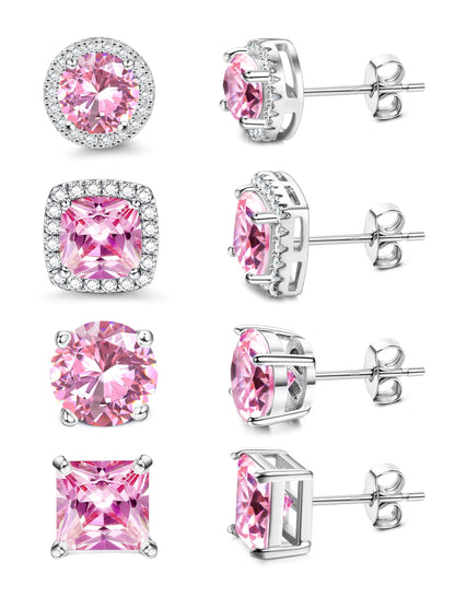 MILACOLATO Cubic Zirconia Stud Earrings for Women Men | 18K Gold Plated Hypoallergenic Sterling Silver Post Earrings | Big Brilliant Simulated Diamond CZ Halo Stud Earrings for Sensitive Ears