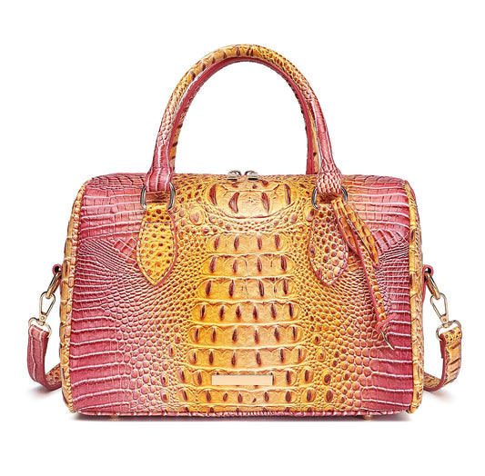 Top-Handle Crocodile Purses For Women Crossbody Leather Bags Trendy Large Capacity Tote with Shoulder Strap