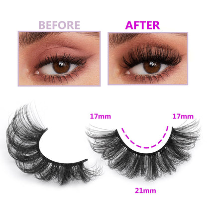Mink Lashes Fluff False Eyelashes 20-22mm Dramatic Full Wispy Eye Lashes 8D Volume Curly Fake Eyelashes 7 Pairs Faux Mink Lashes Multipack by TOOCHUNAG