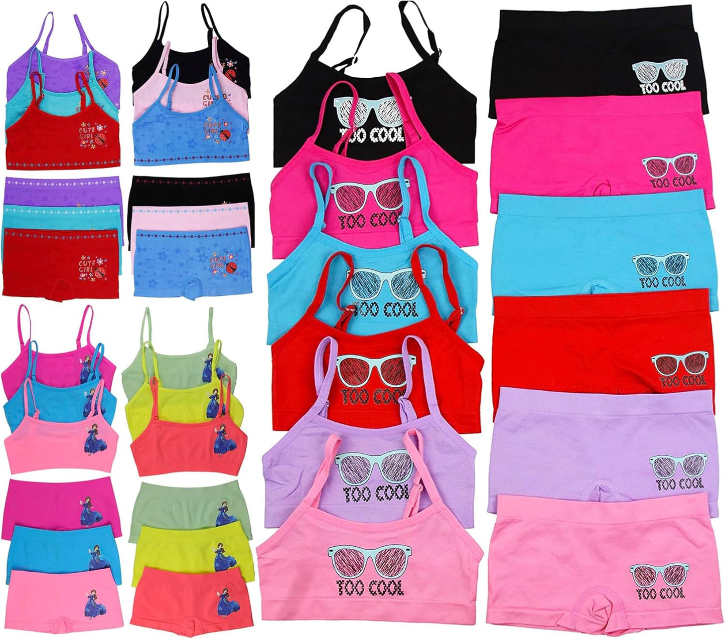 ToBeInStyle Girls' Pack of 12 Mystery - 6 Cami or Racerback Tops & 6 Matching Bottoms Sets