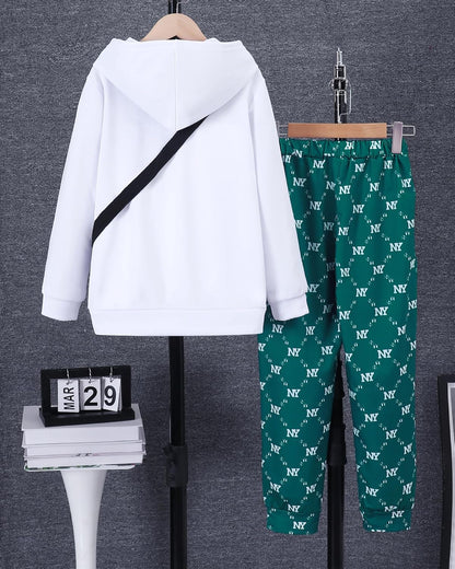 PureChapter Boys' Fashion 3Pcs Pullover Hoodies Sweatshirt Suit Crossbody Bag Stylish Clothes Kids Clothes