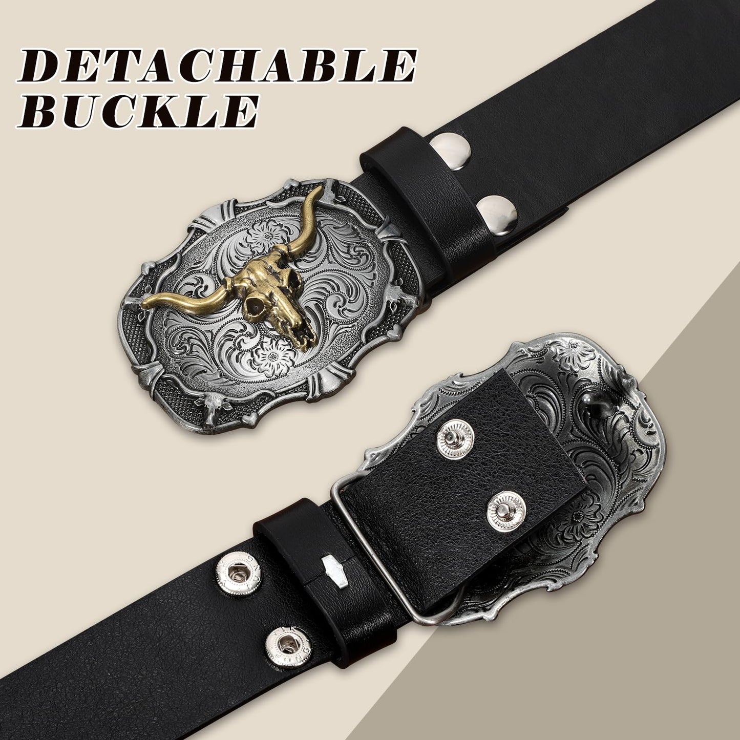 Cowboy Cowgirl Belts for Women Men Western Belts Punk Goth Belt PU Leather Belt With Western Buckle