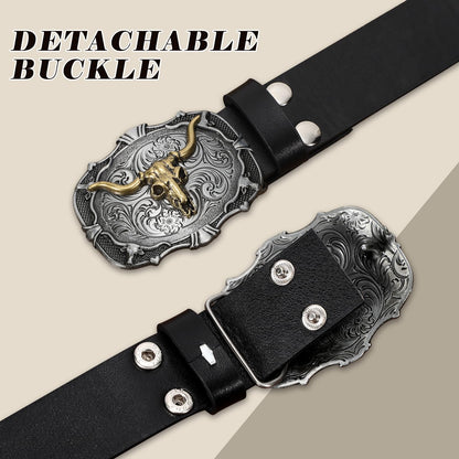 Cowboy Cowgirl Belts for Women Men Western Belts Punk Goth Belt PU Leather Belt With Western Buckle