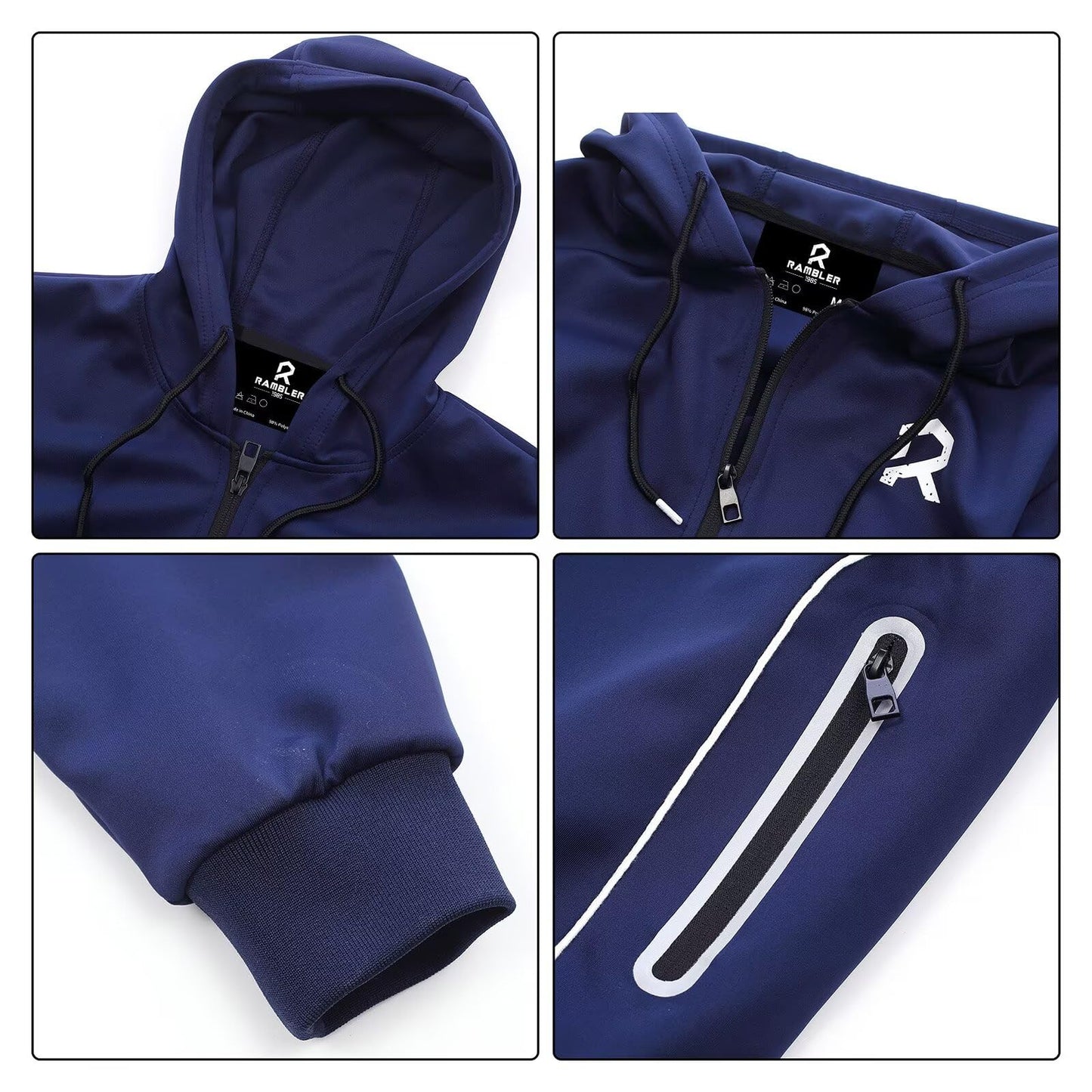 R RAMBLER 1985 Men's Tracksuit Active fashion Hoodie outifts zip sweatsuit set jogger sportswear