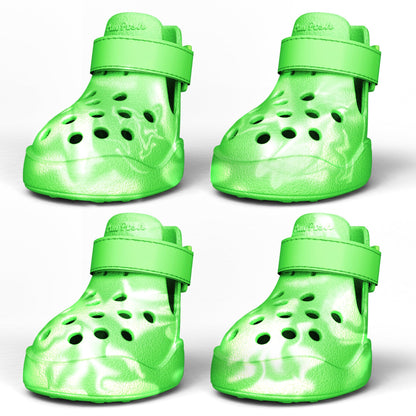 Dog Shoes: Non-Slip Waterproof Sandals for Hot Pavement, Breathable Perforated Boots, Large/Medium/Small Sizes, Ideal Paw Protector, Outdoor Clog Booties (Green Marble, Size 1)
