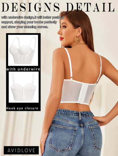 Avidlove Corset Tops For Women Push Up Bustier lingerie Y2K Sexy Going Out Party Club Top