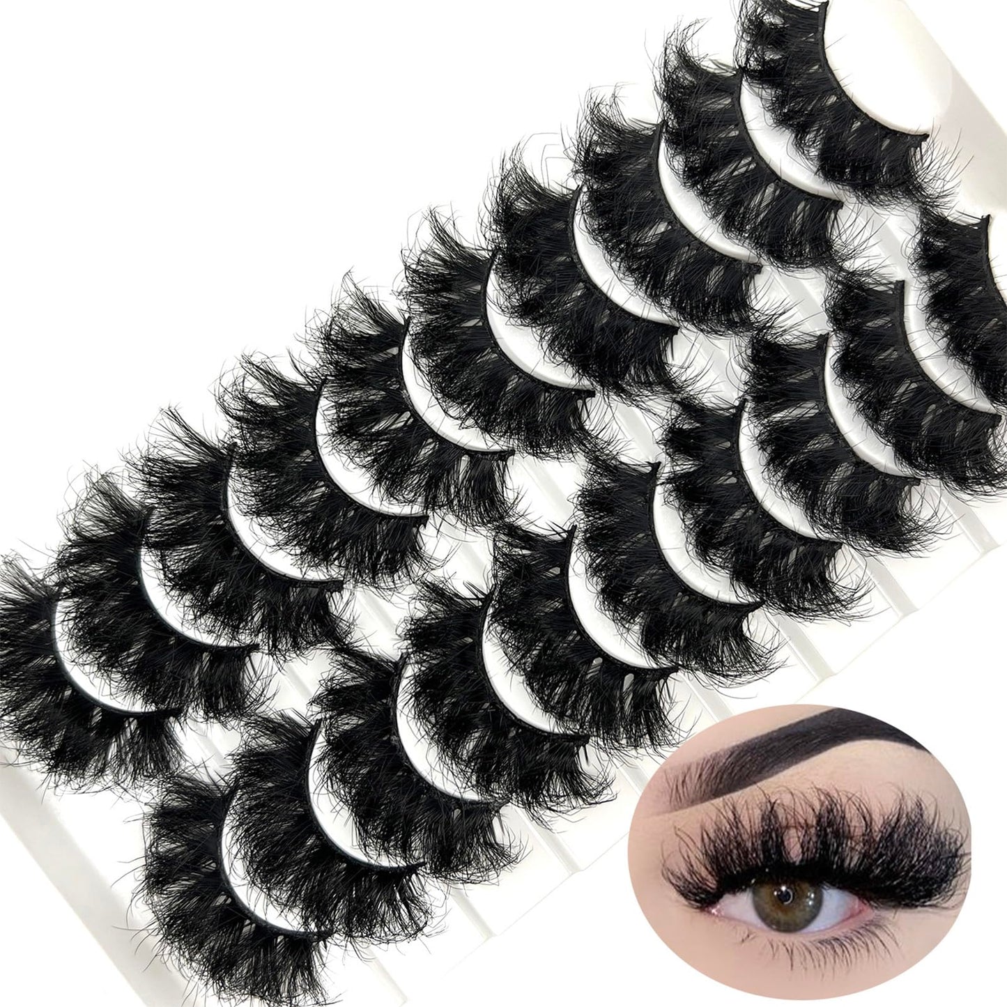 Mink Lashes Fluffy Big Dramatic Thick False Eyelashes, Soft 20mm Volume 3D Faux Mink, 20 Pairs Eyelashes Pack, 25mm Full Strip Lashes That Look Like Extensions