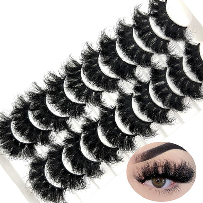 Mink Lashes Fluffy Big Dramatic Thick False Eyelashes, Soft 20mm Volume 3D Faux Mink, 20 Pairs Eyelashes Pack, 25mm Full Strip Lashes That Look Like Extensions