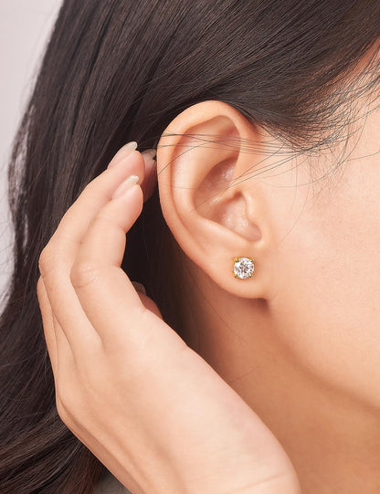 IMOLOVE Moissanite Stud Earrings for Women in Sterling Silver Hypoallergenic 1-3CT D Color Round Cut Moissante Earrings