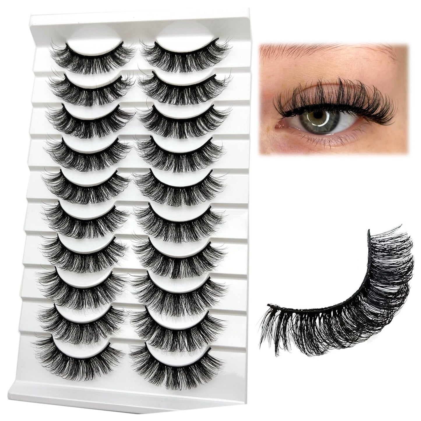 Mink Lashes Fluffy Big Dramatic Thick False Eyelashes, Soft 20mm Volume 3D Faux Mink, 20 Pairs Eyelashes Pack, 25mm Full Strip Lashes That Look Like Extensions